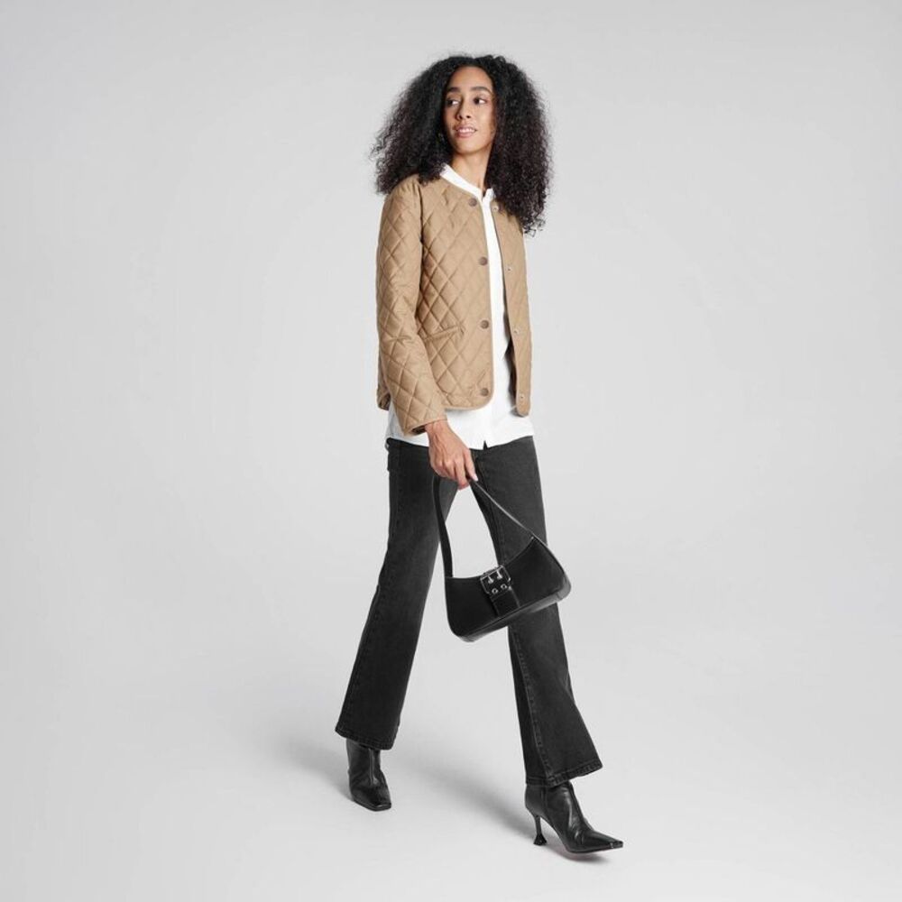 Women's Quilted Jacket - A New Day Khaki L - Picture 4 of 6